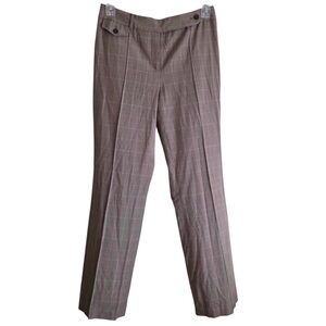 Ann Taylor Tan Glen Check Plaid Stretch Trouser Pants Size 10